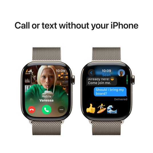 Älykello Apple Watch Series 10 GPS + Cellular 46mm Natural Titanium Case with Natural Milanese Loop - M/L