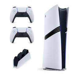 Pelikonsoli Sony Playstation 5 Pro (PS5 PRO) 2TB White + lisäohjain Sony DualSense PS5 + Latausasema Sony DualSense PS5