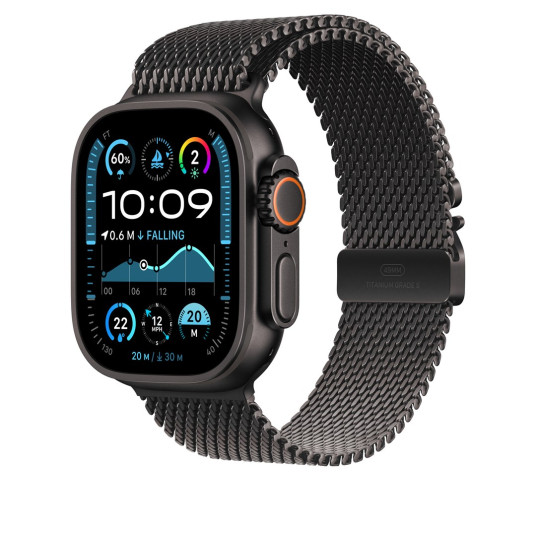 Apple Watch 49 mm mustatitaaninen milanolaisranneke, keskikokoinen