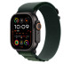 Apple Watch 49 mm tummanvihreä Alpine-ranneke, keskikokoinen, mustatitaani
