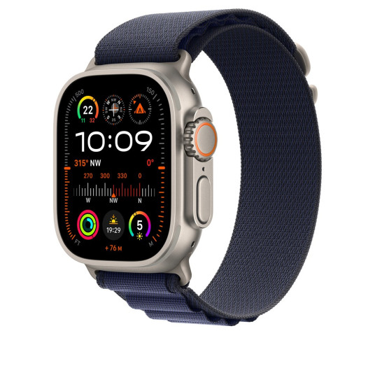Apple Watch 49 mm laivastonsininen Alpine-ranneke, suuri, luonnontitaani