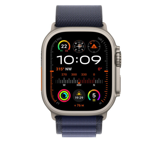 Apple Watch 49 mm laivastonsininen Alpine-ranneke, suuri, luonnontitaani