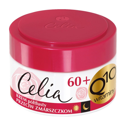 CELIA_Q10 Vitamiinit 60+ Puoliksi kuoriva ryppyjä ehkäisevä voide kollageenilla päiväksi ja yöksi 50ml