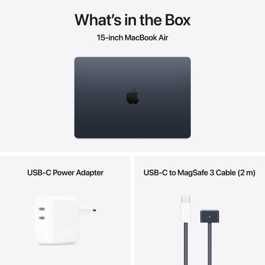 Kannettava Apple MacBook Air 15” Apple M4 10C CPU, 10C GPU/24GB/512GB SSD/Midnight/INT MC6L4ZE/A