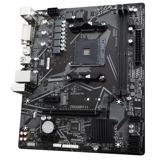 GIGABYTE A520M H emolevy AMD A520 AM4 micro ATX-korttipaikka