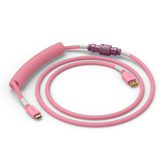 Glorious GMMK Coiled Cable Pixel Pink, Spiral Cable, USB-C/USB-A - pink
