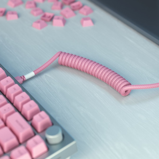 Glorious GMMK Coiled Cable Pixel Pink, Spiral Cable, USB-C/USB-A - pink