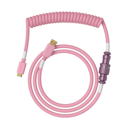 Glorious GMMK Coiled Cable Pixel Pink, Spiral Cable, USB-C/USB-A - pink