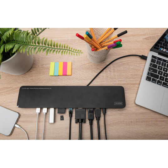 Digitus DA-70868 Kannettavan tietokoneen telakka / liitin Replikaattori Johdin USB 3.2 Gen 1 (3.1 Gen 1) Type-C Musta