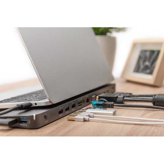 Digitus DA-70868 Kannettavan tietokoneen telakka / liitin Replikaattori Johdin USB 3.2 Gen 1 (3.1 Gen 1) Type-C Musta