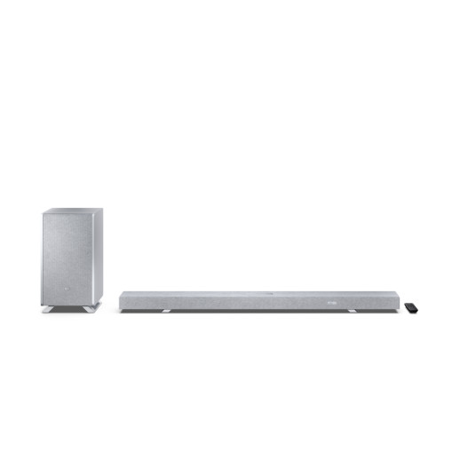 Sharp HT-SBW55121(SL) Q 5.1.2 Dolby Atmos/ DTS:X Soundbar with Wireless Subwoofer, Silver | Sharp