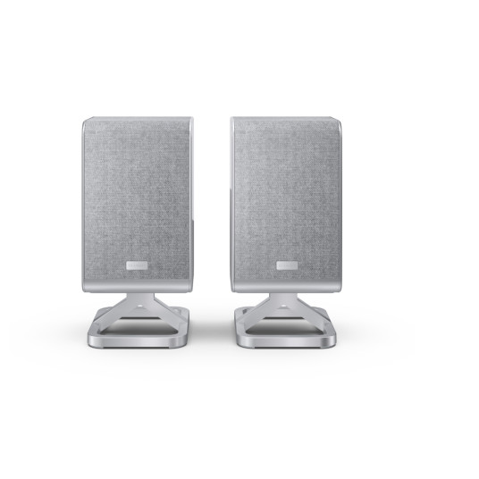Sharp HT-SPR52021(SL) Q Soundbar 2.0.2 Wireless Rear Surround Speakers, Silver | Sharp