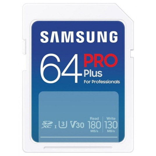 Samsung PRO Plus SDXC 64GB UHS-I U3 [Zapis 130MB/s Odczyt 180MB/s] v 2023