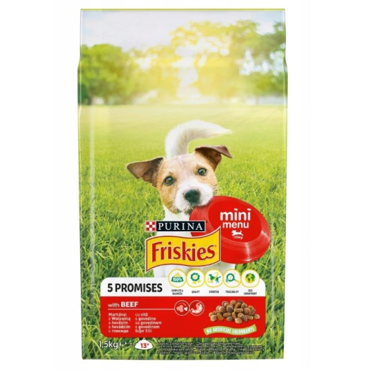 FRISKIES Mini Menu Naudanliha vihannesten kera - kuivaruoka koirille - 1,5 kg
