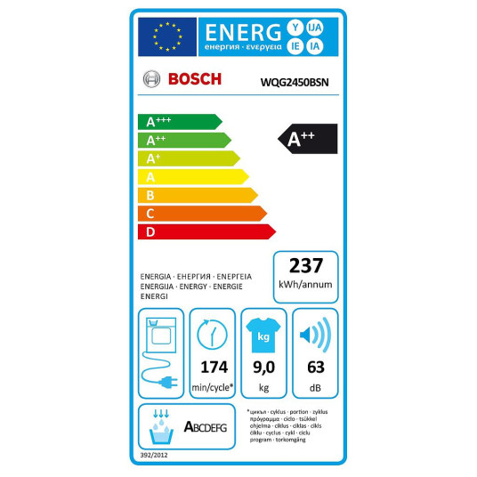 Kuivausrumpu BOSCH WQG2450BSN
