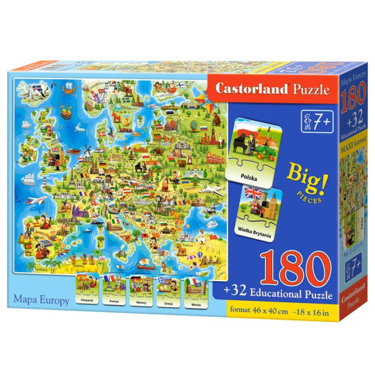 Castorland Puzzle Euroopan kartta 180 ele Quiz CA0036