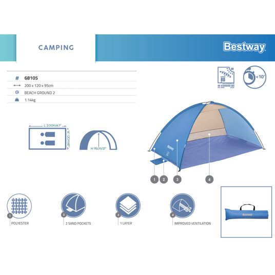Bestway beach tent screen UPF 80 2 people 68105
