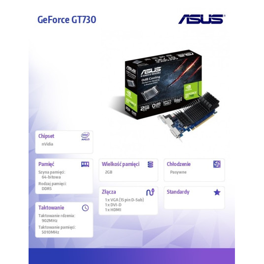 Näytönohjain GeForce GT730 2GB DDR5 PCI 2.0 64BIT DVI-D/HDMI/HDCP