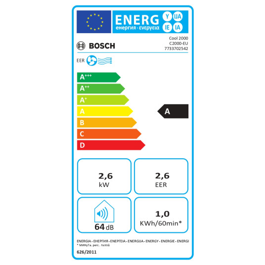 Bosch Mobile Air Conditioner | Cool 2000 | Suitable for rooms up to 35 m³ | White