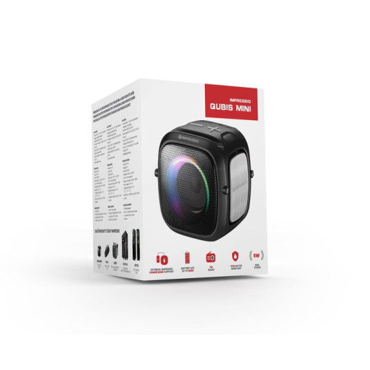 C-TECH Impressio Qubis mini kannettava monokaiutin musta 5 W