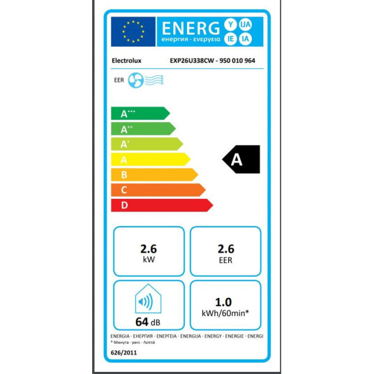 Mobiili ilmastointilaite Electrolux Ilmastointilaite EXP26U338CW Nopeuksien lukumäärä 4, Puhallintoiminto, Valkoinen