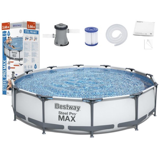 Bestway 56416 Pool Steel Pro MAX allassetti pyöreä, 366x76 cm, 366x76 cm.