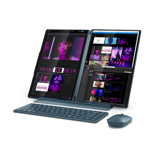 Lenovo Yoga Book 9 14IAH10 | Tidal Teal | 2x14" | OLED | Kosketusnäyttö | 2.8K WQXGA+ | 2880 x 1800 pikseliä | Kiiltävä | Intel Core Ultra 7 | 255H | 32 GB | Juotettu LPDDR5x | 1000 GB kiintolevykapasiteetti | Intel Arc Graphics | Windows 11 Pro | 802.11b