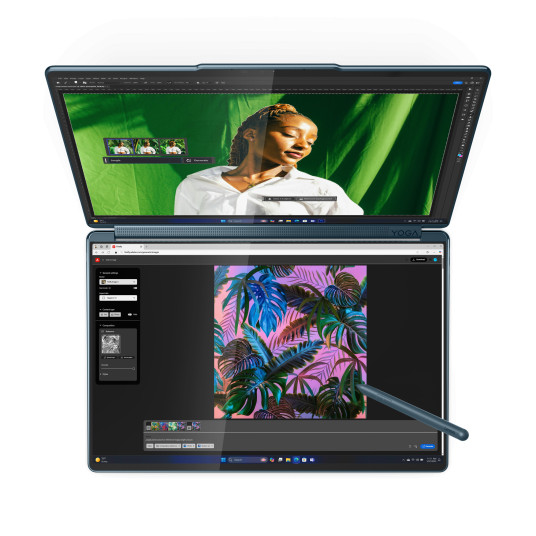 Lenovo Yoga Book 9 14IAH10 | Tidal Teal | 2x14" | OLED | Kosketusnäyttö | 2.8K WQXGA+ | 2880 x 1800 pikseliä | Kiiltävä | Intel Core Ultra 7 | 255H | 32 GB | Juotettu LPDDR5x | 1000 GB kiintolevykapasiteetti | Intel Arc Graphics | Windows 11 Pro | 802.11b