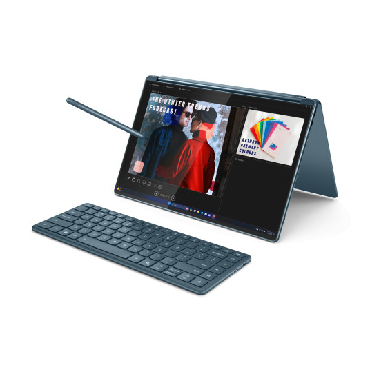 Lenovo Yoga Book 9 14IAH10 | Tidal Teal | 2x14" | OLED | Kosketusnäyttö | 2.8K WQXGA+ | 2880 x 1800 pikseliä | Kiiltävä | Intel Core Ultra 7 | 255H | 32 GB | Juotettu LPDDR5x | 1000 GB kiintolevykapasiteetti | Intel Arc Graphics | Windows 11 Pro | 802.11b