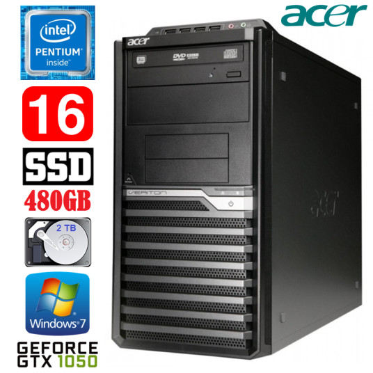 Acer Veriton M4610G MT G630 16GB 480SSD+2TB GTX1050 2GB DVD WIN7Pro
