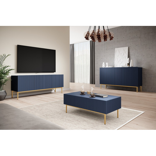 Lipasto Nicole 150 cm, sininen, kultaiset jalat.