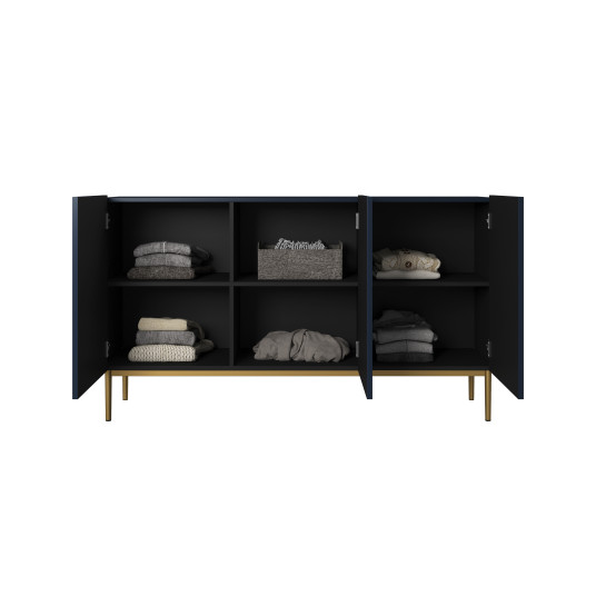 Lipasto Nicole 150 cm, sininen, kultaiset jalat.