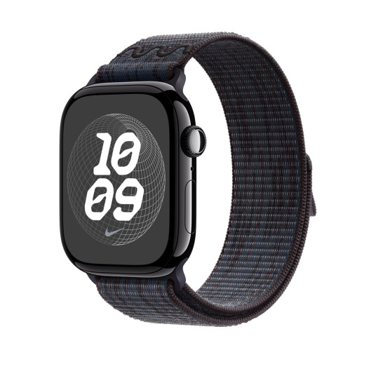 Apple Watch 46 mm musta/sininen Nike Sport Loop -ranneke (MYJD3)