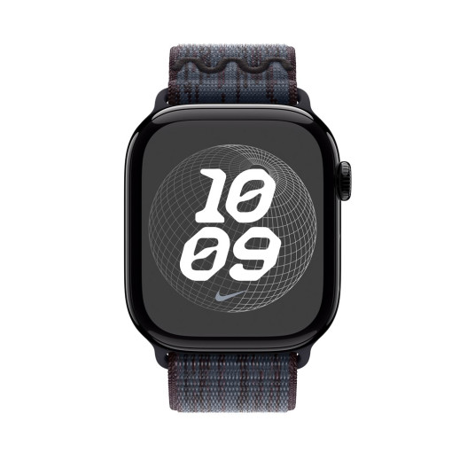 Apple Watch 46 mm musta/sininen Nike Sport Loop -ranneke (MYJD3)