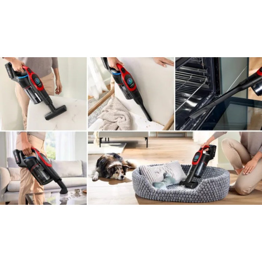 Bosch BCS1041PET pölynimuri / sähköluuta Pölynimuri luuta Akkukuiva HEPA pussiton 0,4 L 23,5 W Musta, Punainen 4 Ah