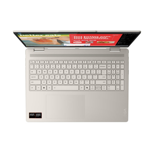 Lenovo Yoga 7 2-in-1 16AKP10 | Seashell | 16" | OLED | Kosketusnäyttö | 2.8K WQXGA+ | 2880 x 1800 pikseliä | AMD Ryzen AI 7 | 350 | 16 Gt | Juotettu LPDDR5x | 1000 Gt kiintolevykapasiteetti | AMD Radeon 860M -grafiikka | Windows 11 Home | 802.11be | Bluet