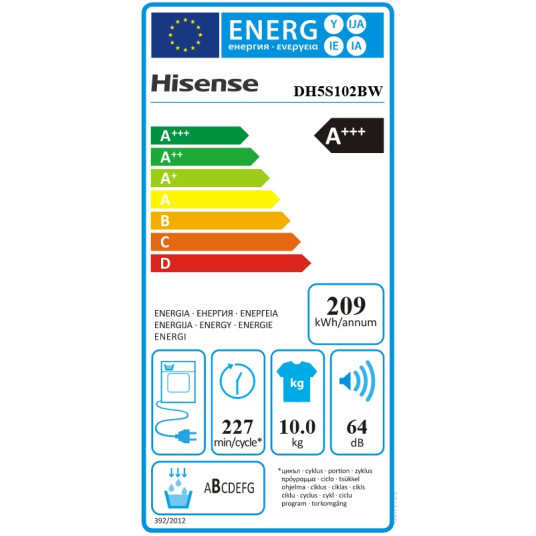Kuivausrumpu Hisense DH5S102BW