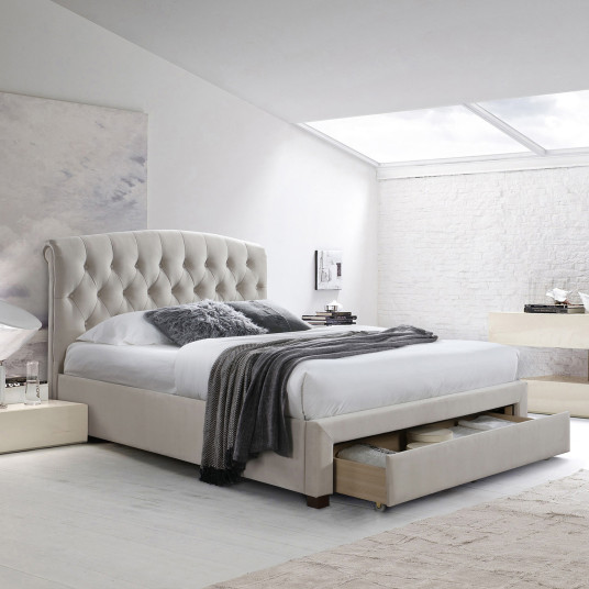 Sänky NATALIA patjalla HARMONY TOP 160x200cm, beige