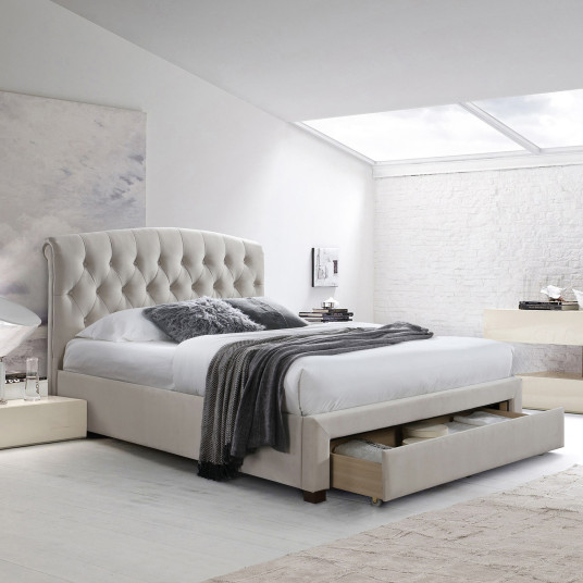 Sänky NATALIA patjalla HARMONY TOP 160x200cm, beige