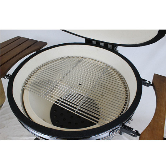 Kamado Grilli BIGGRILL 26" vihreä + monitoiminen 2 vyöhykejärjestelmä + teräksinen tuhkanpuhdistustyökalu + grillin kansi + keraaminen kananpidin