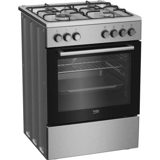 Beko FBE62130GXDN kaasuliesi, jossa on sähköuuni