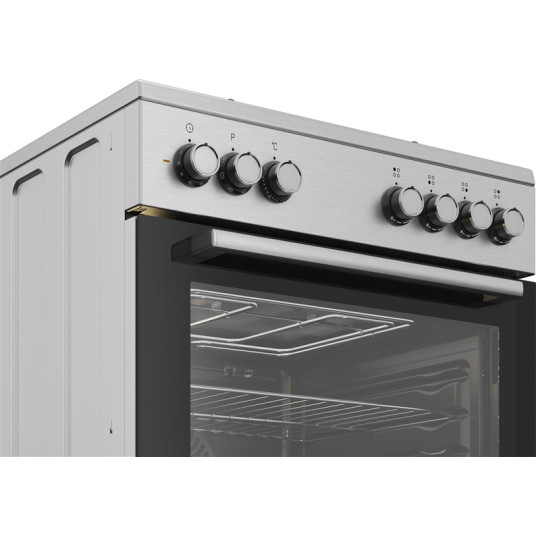 Beko FBE62130GXDN kaasuliesi, jossa on sähköuuni