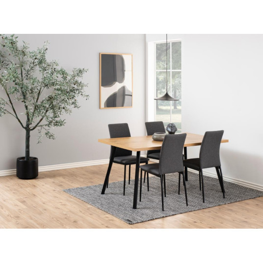 Demina dining chair, Seat grey Sawana 5, Base steel black, 4-Pack