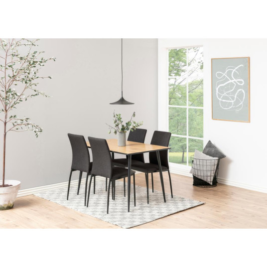 Demina dining chair, Seat grey Sawana 5, Base steel black, 4-Pack