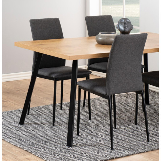Demina dining chair, Seat grey Sawana 5, Base steel black, 4-Pack