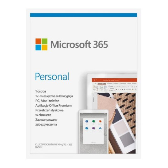 "Microsoft 365 Personal PL" (1 henkilö; 5 laitetta; 12 kuukautta; fyysinen versio; Puola) (EP2-32454)