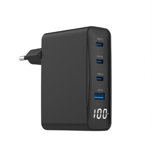 LATURI USB 100W 4PORT GAN/TA-UC-PDQC100LCD-01-BK GEMBIRD GEMBIRD