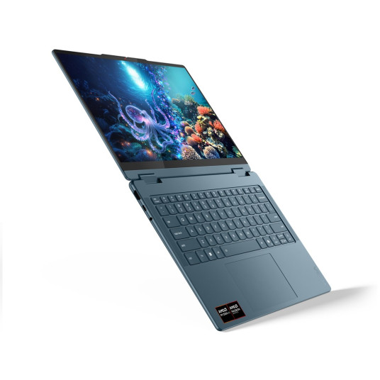 Lenovo Yoga 7 2-in-1 14AKP10 Copilot+ PC AMD Ryzen AI 5 340 Hybridi (kaksi yhteen) 35,6 cm (14") Kosketusnäyttö WUXGA 16 GB LPDDR5x-SDRAM 512 GB SSD Wi-Fi 7 (802.11be) Windows 11 Home Syaani