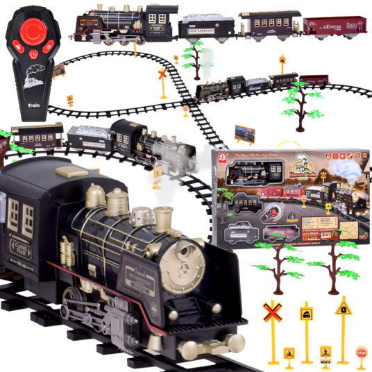 Large Retro Train Locomotive Remote Control Train Light Steam Sound RC0700