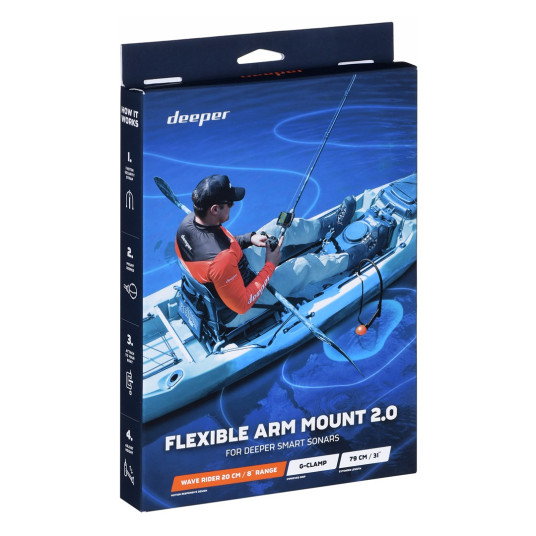 Deeper Flex Arm 2.0 aktiivinen kiinnitys tutka musta